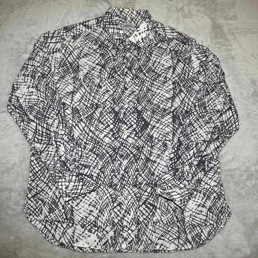 Men's Black & Off-White Abstract Print Button-Up Shirt